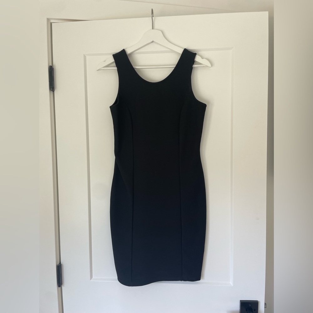 Black cocktail dress, work once. Nice thick fabric. Comfortable